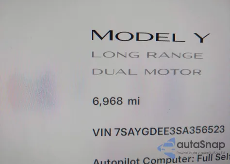 2025 Tesla Model Y Long Range Dual Motor All-Wheel Drive from USA, damaged, VIN 7SAYGDEE3SA356523